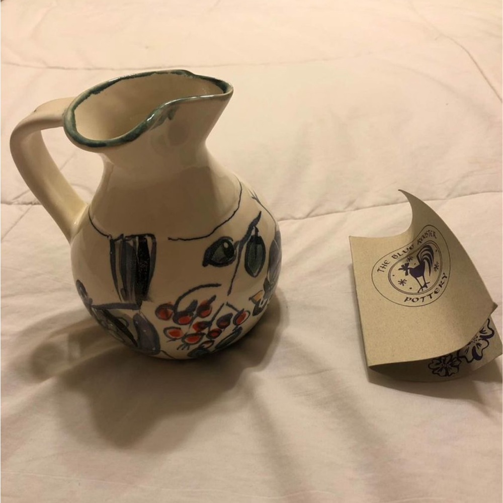 Hand crafted pottery pitcher from Blue Rooster Pottery